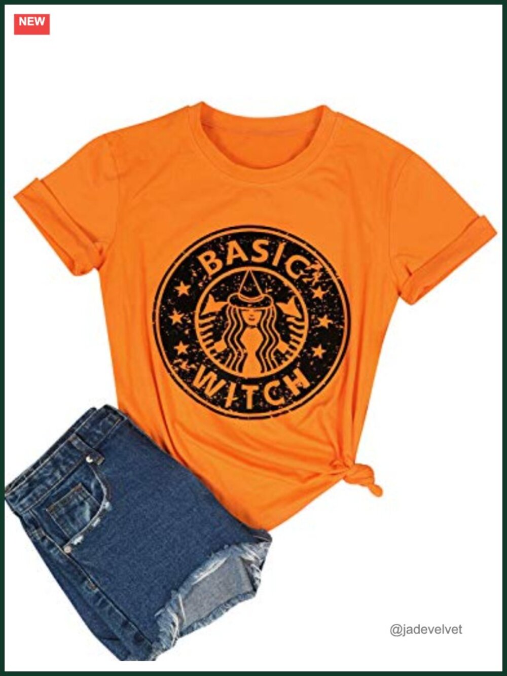 Basic Witch Halloween T-Shirt Crew Neck Short Sleeve Women's Spooky Tee